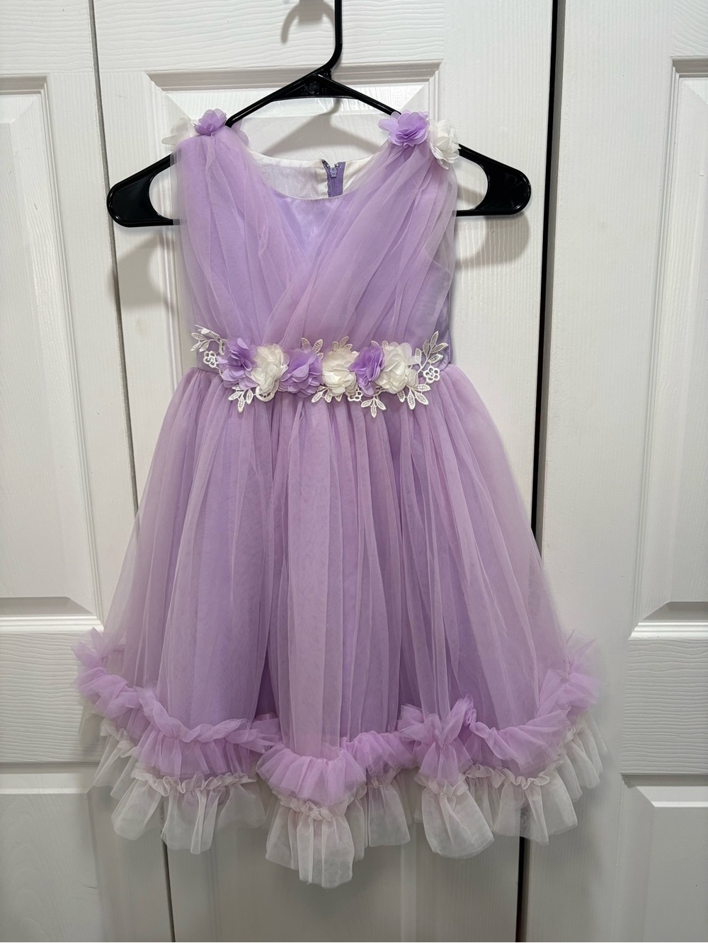 Lilac Tulle Flower Waist Girls' Formal Dress